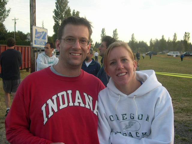 JB and Jenn await at the team exchange zone