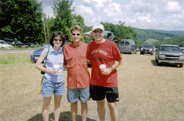 Michelle, Bill, and Peter  at the Silver Hill Meadow post race barbeque