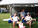 Larry Hall and Michael Davenport in front of the scorer's tent