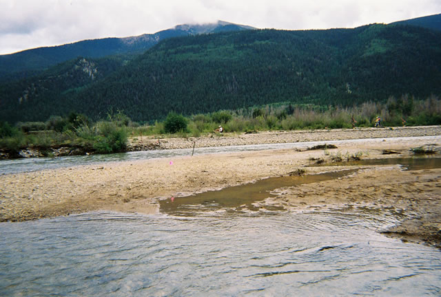 Double river crossing before heading up to Hope Pass