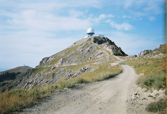 The gigantic double globoid Radar Towers of Francis Peak