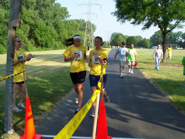 Laura Ridner and Jackie Boone hit the finish line
