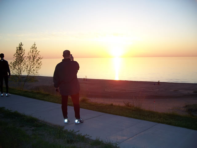 Bob captures the sunrise over Lake Michigan
