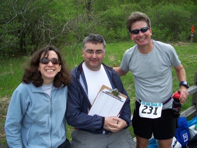 Ian Stevens keeps close tabs as runners make their way through the 26 mile checkpoint
