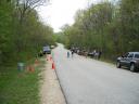 Thomas Patterson emerges from the forest and crosses Duffin Road
