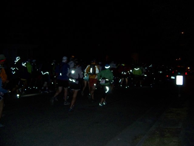 A reflective pack leaving Leadville