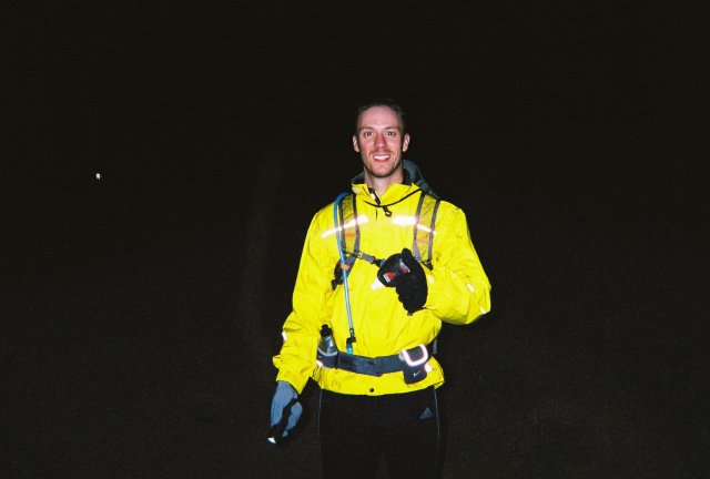 Matt Nyquist of Michigan helps pace Bill through a 3.5 mile section of night running