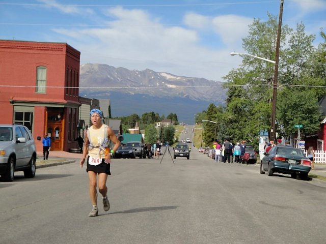 Beth Simpson-Hall approaches the finish line