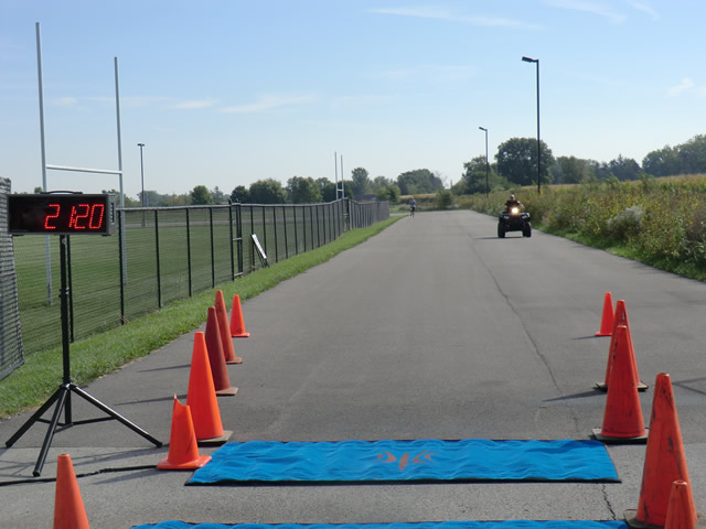 Top finisher... Michael Abramczyk approaches the finish line.