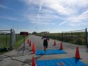 Top participants make their finish line in the inaugural Hoosier Burn Camp 5K Run