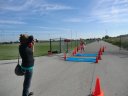 Top participants make their finish line in the inaugural Hoosier Burn Camp 5K Run