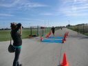 Top participants make their finish line in the inaugural Hoosier Burn Camp 5K Run