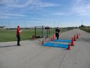 Top participants make their finish line in the inaugural Hoosier Burn Camp 5K Run