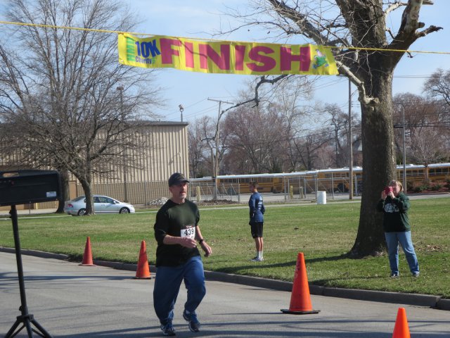 A finish area scene as it happened in Hammond at the 10k/5k Charity Run.