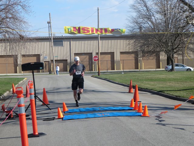 A finish area scene as it happened in Hammond at the 10k/5k Charity Run.
