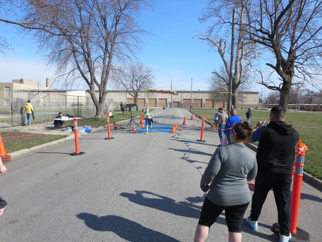 A finish area scene as it happened in Hammond at the 10k/5k Charity Run.
