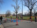 A finish area scene as it happened in Hammond at the 10k/5k Charity Run.
