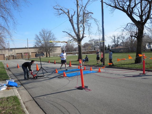 A finish area scene as it happened in Hammond at the 10k/5k Charity Run.