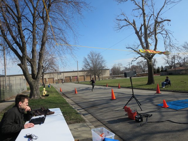 A finish area scene as it happened in Hammond at the 10k/5k Charity Run.