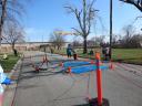 A finish area scene as it happened in Hammond at the 10k/5k Charity Run.