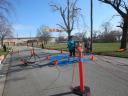 A finish area scene as it happened in Hammond at the 10k/5k Charity Run.