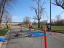 A finish area scene as it happened in Hammond at the 10k/5k Charity Run.