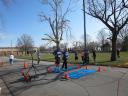 A finish area scene as it happened in Hammond at the 10k/5k Charity Run.