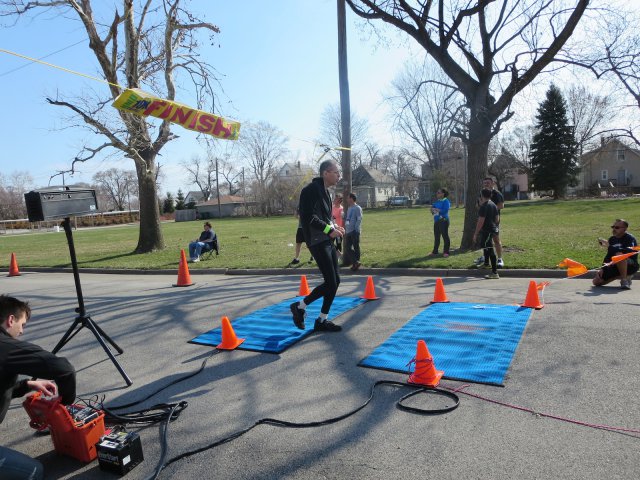 A finish area scene as it happened in Hammond at the 10k/5k Charity Run.