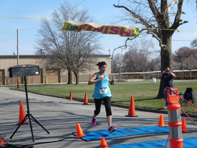 A finish area scene as it happened in Hammond at the 10k/5k Charity Run.