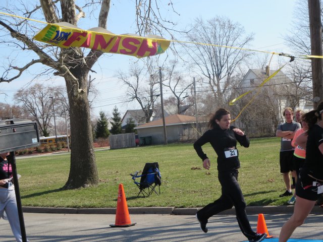 A finish area scene as it happened in Hammond at the 10k/5k Charity Run.
