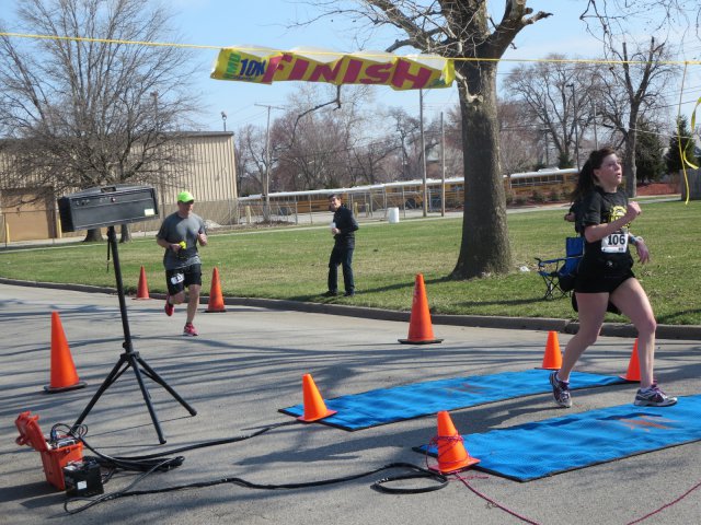 A finish area scene as it happened in Hammond at the 10k/5k Charity Run.