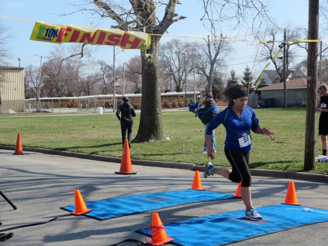 A finish area scene as it happened in Hammond at the 10k/5k Charity Run.
