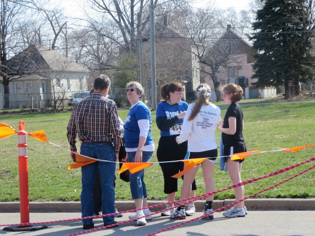 A finish area scene as it happened in Hammond at the 10k/5k Charity Run.