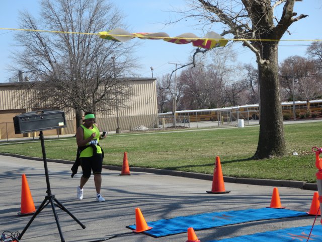 A finish area scene as it happened in Hammond at the 10k/5k Charity Run.