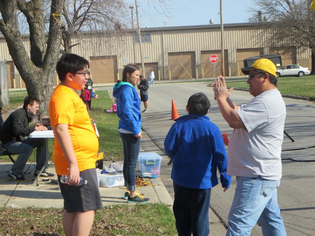 A finish area scene as it happened in Hammond at the 10k/5k Charity Run.