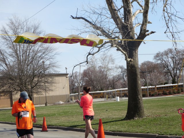 A finish area scene as it happened in Hammond at the 10k/5k Charity Run.