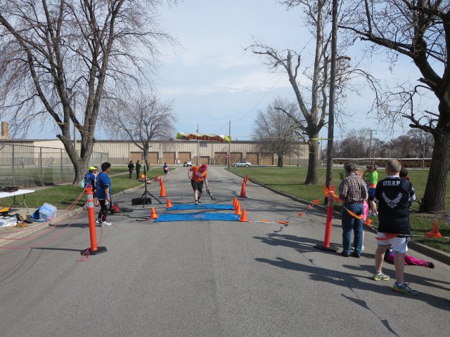 A finish area scene as it happened in Hammond at the 10k/5k Charity Run.