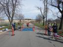 A finish area scene as it happened in Hammond at the 10k/5k Charity Run.