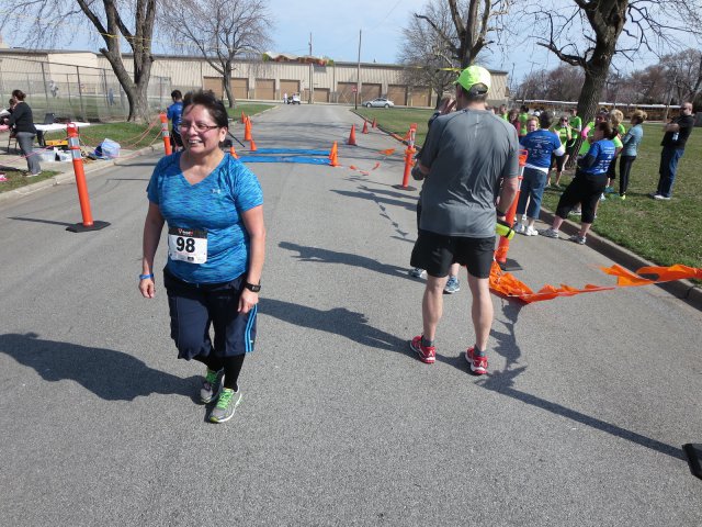 A finish area scene as it happened in Hammond at the 10k/5k Charity Run.