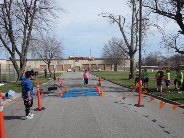 A finish area scene as it happened in Hammond at the 10k/5k Charity Run.