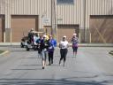 A finish area scene as it happened in Hammond at the 10k/5k Charity Run.