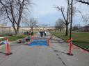 A finish area scene as it happened in Hammond at the 10k/5k Charity Run.