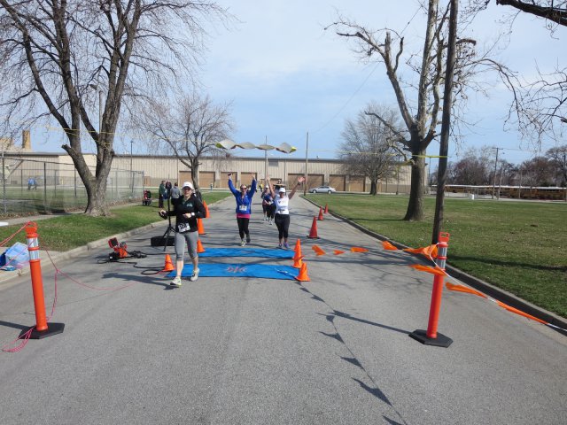 A finish area scene as it happened in Hammond at the 10k/5k Charity Run.