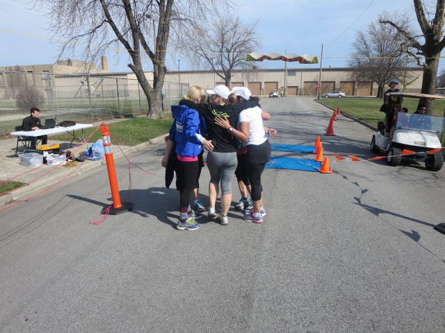 A finish area scene as it happened in Hammond at the 10k/5k Charity Run.