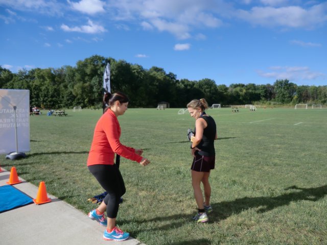 Crazy Legs Half Marathon Female Champion, Yvette Lambersie Arrives at the Finish Line