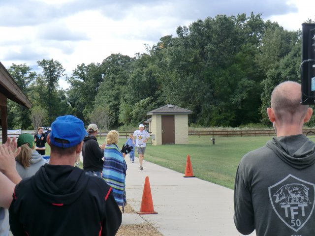 Raucous Applause Greets Final Finisher, Scott Rains, 75 of Portage, Indiana!