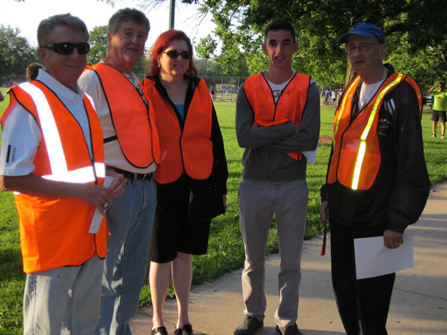 Course marshals prepare : Race Gathering