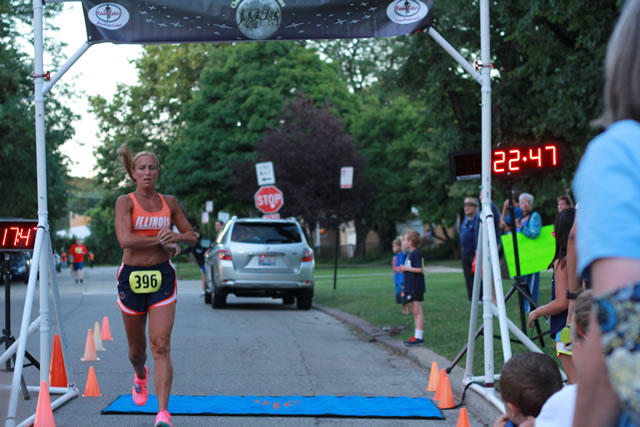 Pride of the Illini... Eileen Skisak completes the 5-Km race, second in her age group