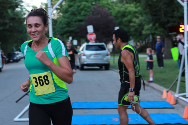 It's Plamena Panayotova kicking through the chute of the Full Moon 5-Km