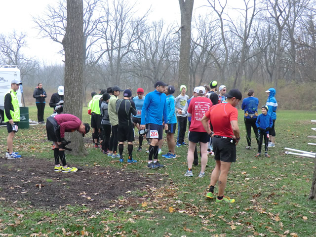 Participants gather for the 9:00 am start of their 25-Km run
